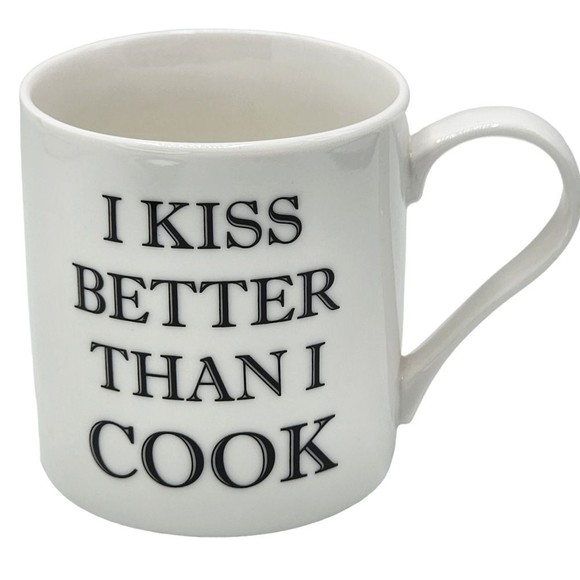 Home‎ Essentials White Ceramic Coffee Mug I Kiss Better Than I Cook Printed - Picture 1 of 10